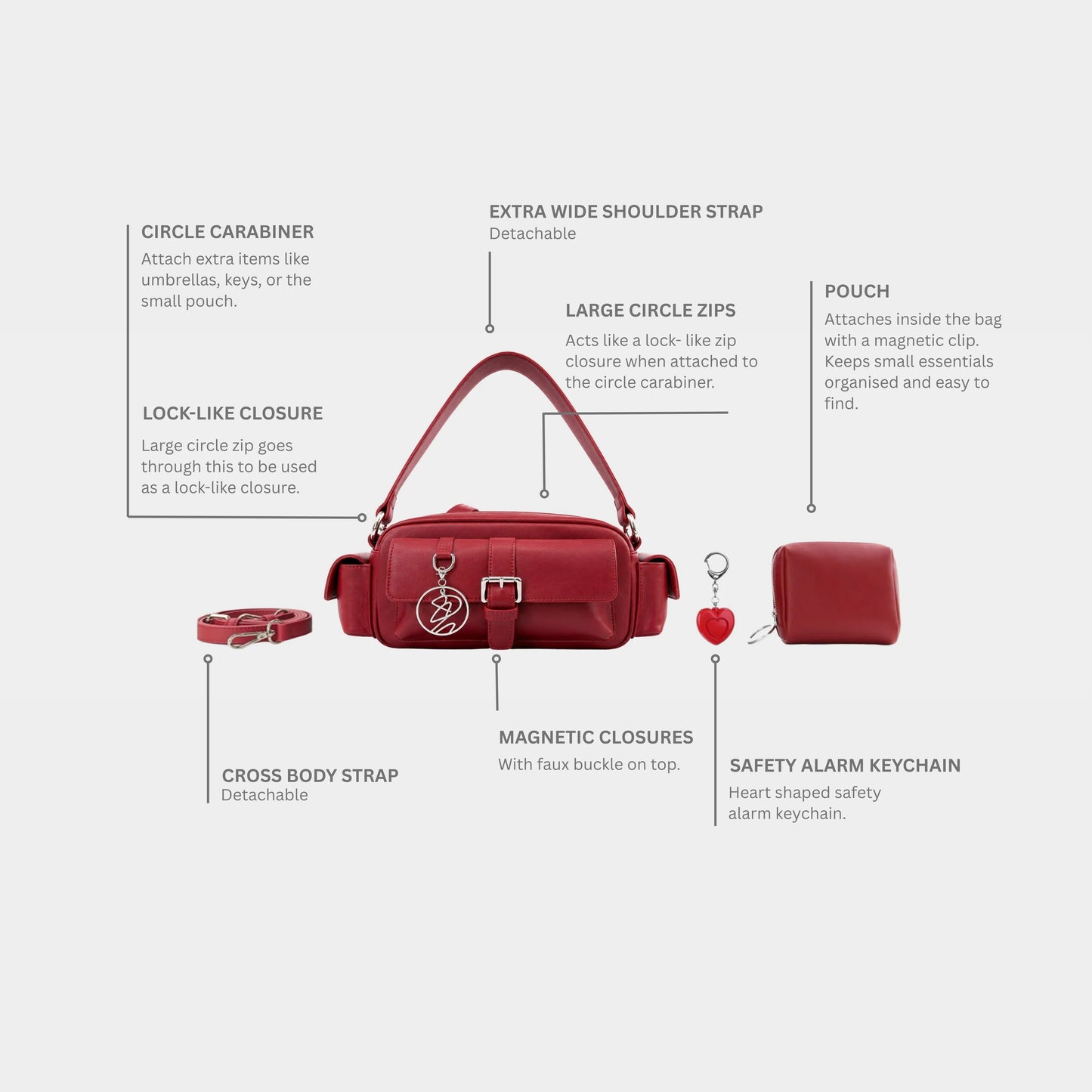Adison bag in Red - Complete set (Pre Order)
