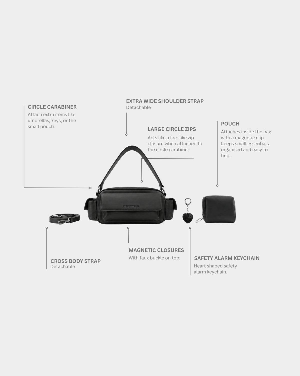 Adison bag in Black - Complete set (Pre Order)