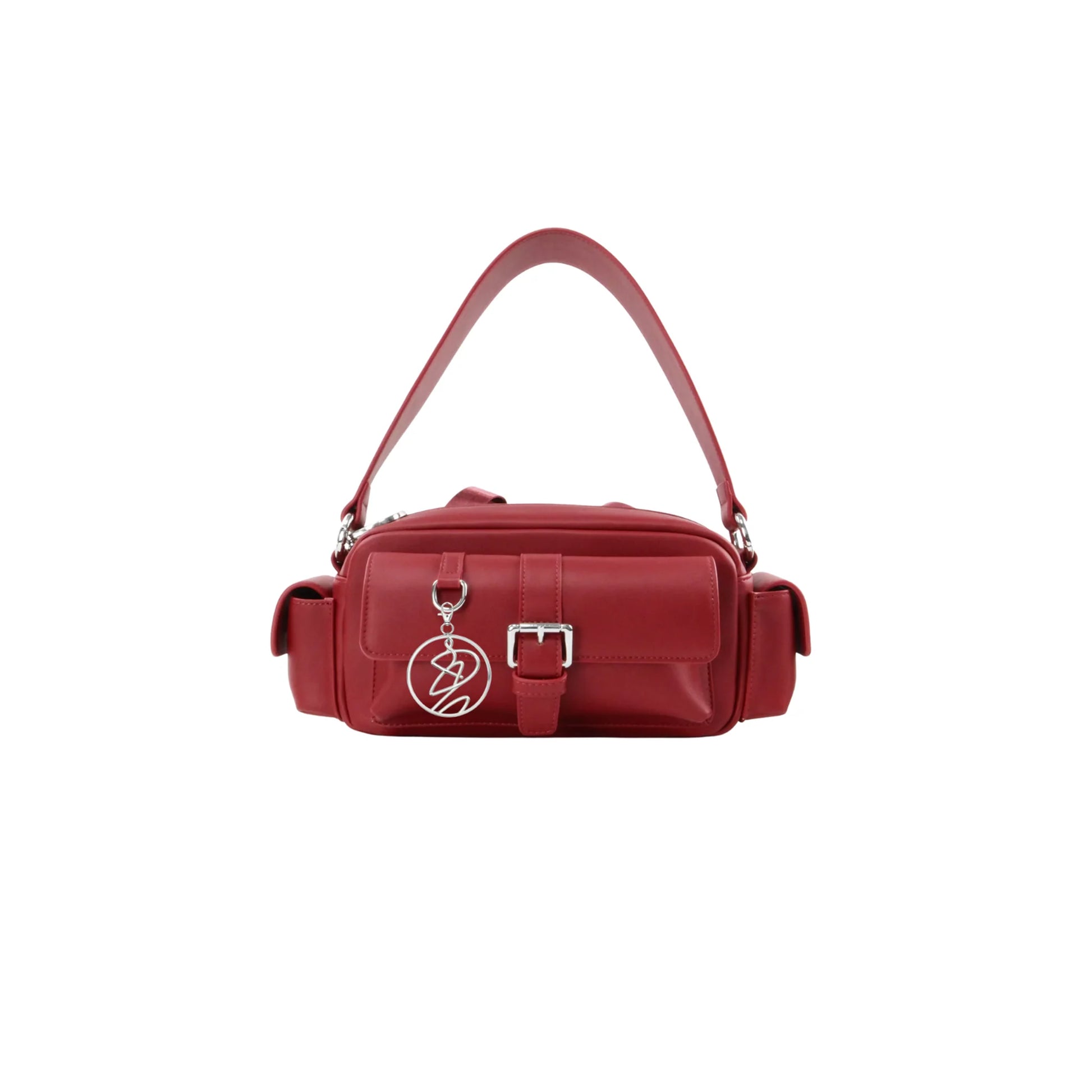 Accessible shoulder bag Adison Essential in burgundy PU leather, front view