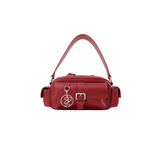 Accessible shoulder bag Adison Essential in burgundy PU leather, front view